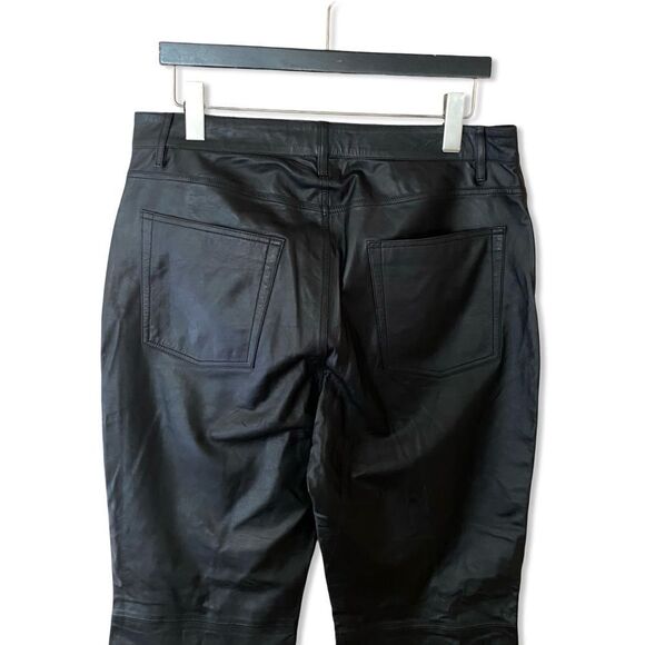 GRLFRND Julia Leather Pants black zipper straight leg soft flares FWRD Revolve - Picture 7 of 12